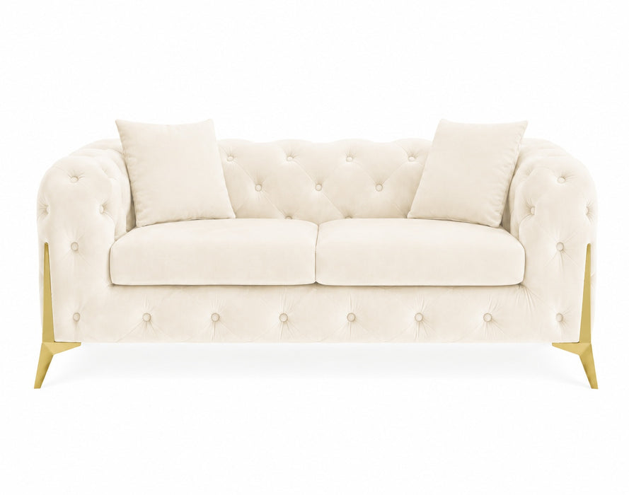 Jasper 2+3 Chesterfield Sofa Set, Cream Velvet