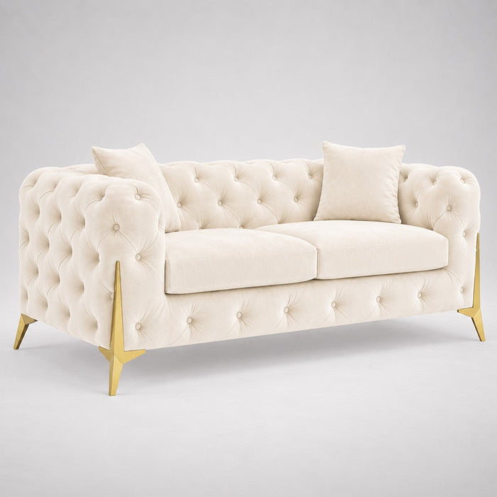 Jasper 2+3 Chesterfield Sofa Set, Cream Velvet