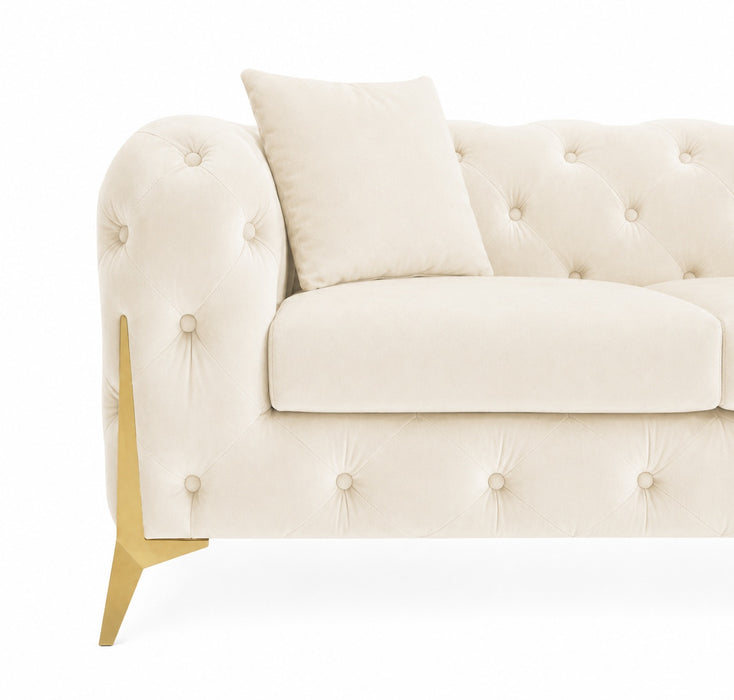 Jasper 2-Seater Chesterfield Sofa, Cream Velvet