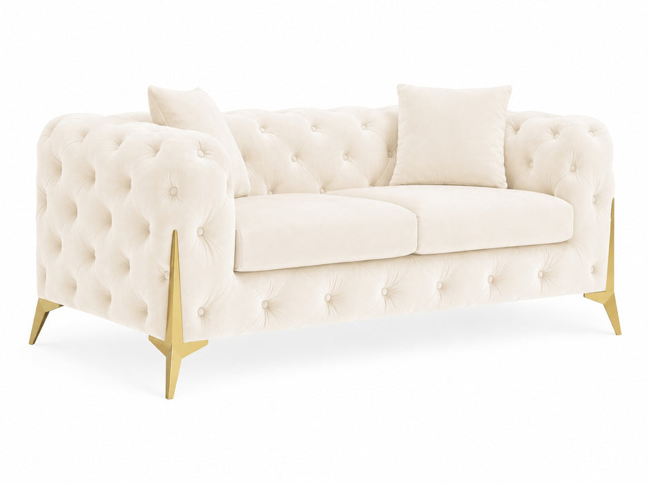 Jasper 2-Seater Chesterfield Sofa, Cream Velvet