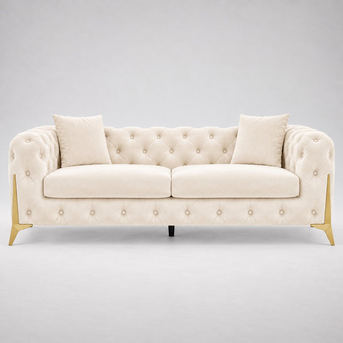 Jasper 2-Seater Chesterfield Sofa, Cream Velvet