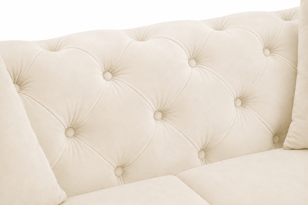 Jasper 2-Seater Chesterfield Sofa, Cream Velvet