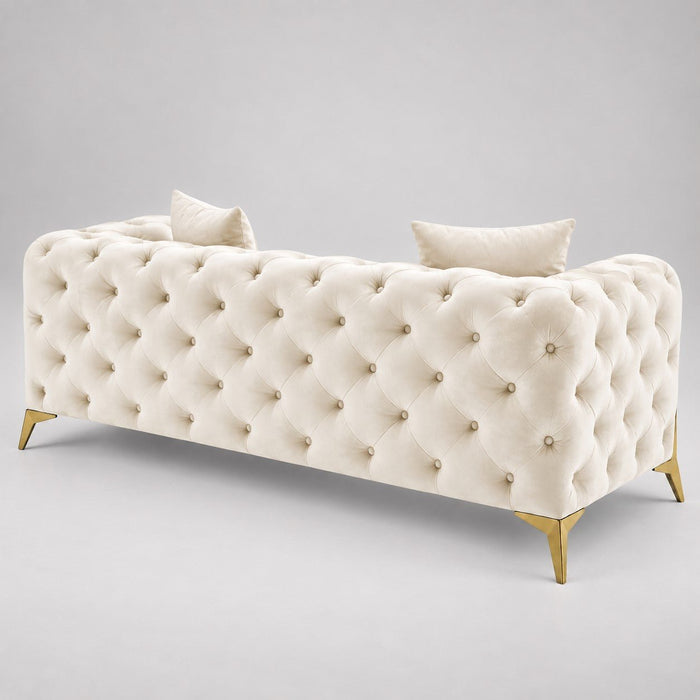 Jasper 3-Seater Chesterfield Sofa, Cream Velvet