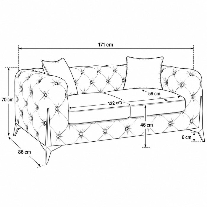 Jasper 2-Seater Chesterfield Sofa, Green Velvet