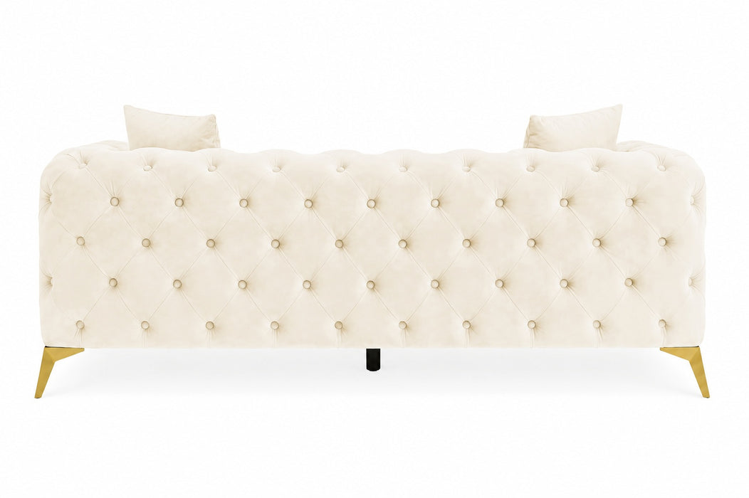 Jasper 3-Seater Chesterfield Sofa, Cream Velvet