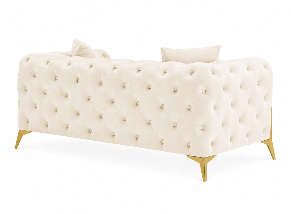 Jasper 3-Seater Chesterfield Sofa, Cream Velvet