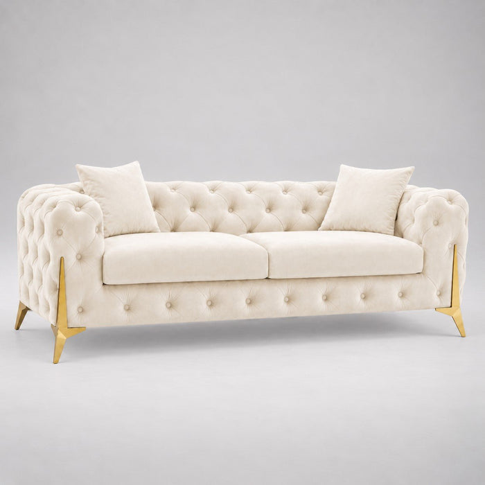 Jasper 3-Seater Chesterfield Sofa, Cream Velvet