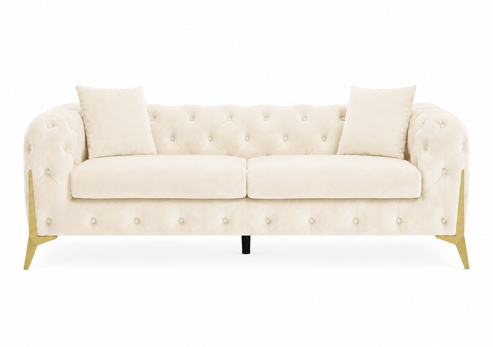 Jasper 2+3 Chesterfield Sofa Set, Cream Velvet