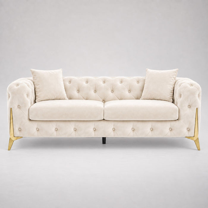 Jasper 2+3 Chesterfield Sofa Set, Cream Velvet
