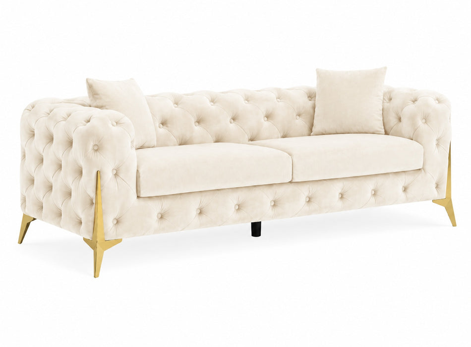 Jasper 3-Seater Chesterfield Sofa, Cream Velvet