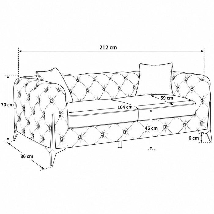 Jasper 2+3 Chesterfield Sofa Set, Dark Blue Velvet