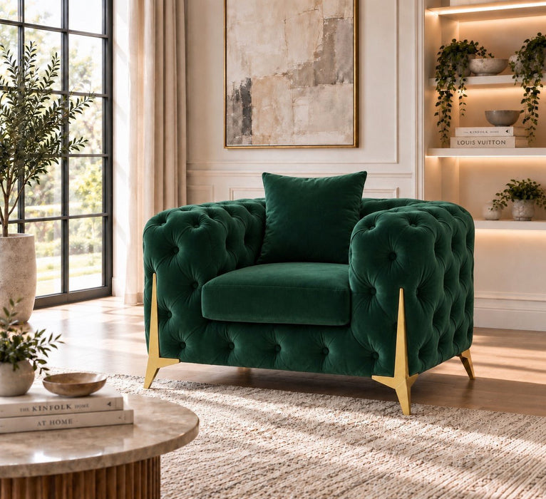 Jasper Chesterfield Armchair, Green Velvet