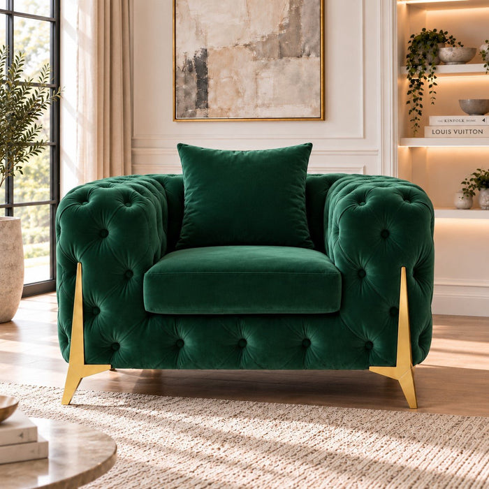Jasper Chesterfield Armchair, Green Velvet