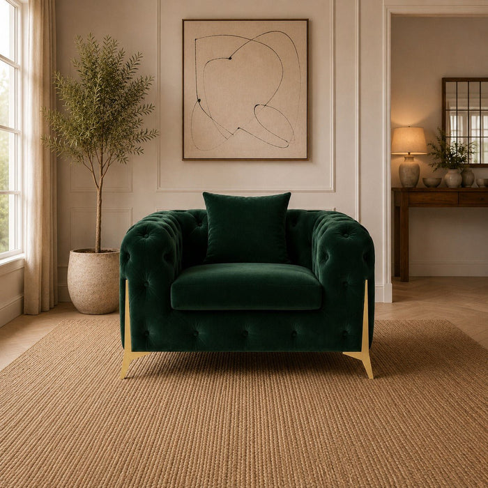Jasper Chesterfield Armchair, Green Velvet