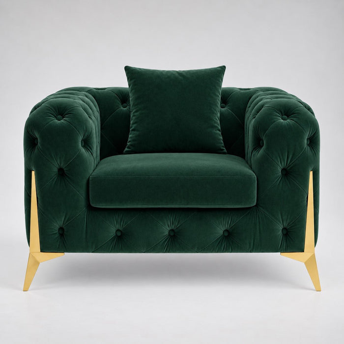 Jasper Chesterfield Armchair, Green Velvet