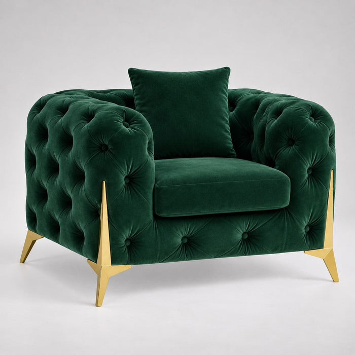 Jasper Chesterfield Armchair, Green Velvet