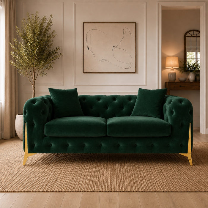 Jasper 2-Seater Chesterfield Sofa, Green Velvet