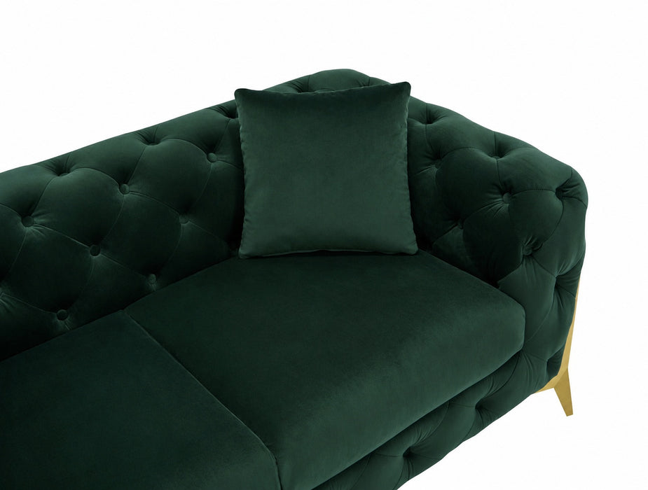 Jasper 2+3 Chesterfield Sofa Set, green Velvet