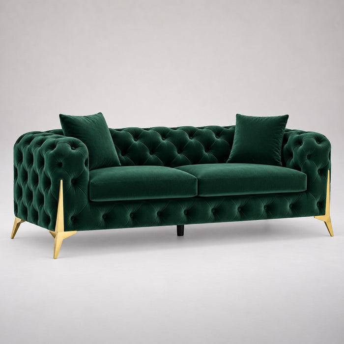 Jasper 2-Seater Chesterfield Sofa, Green Velvet