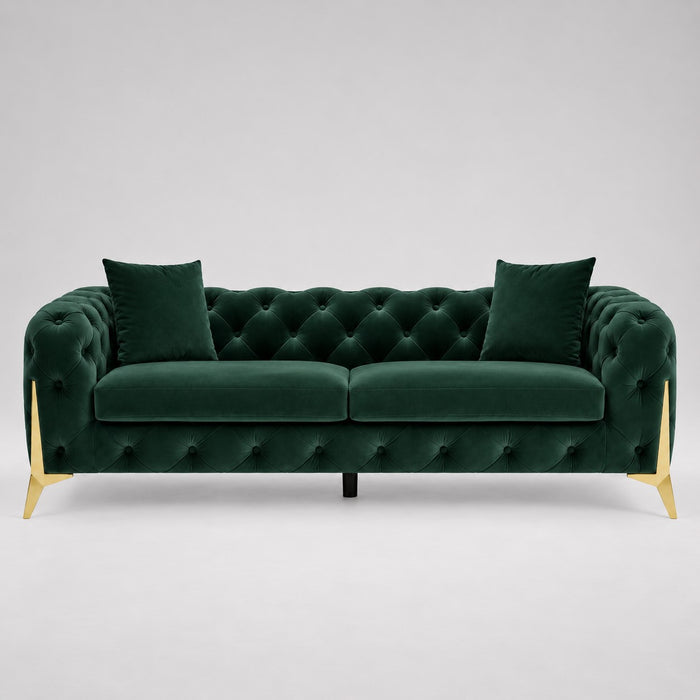 Jasper 2-Seater Chesterfield Sofa, Green Velvet
