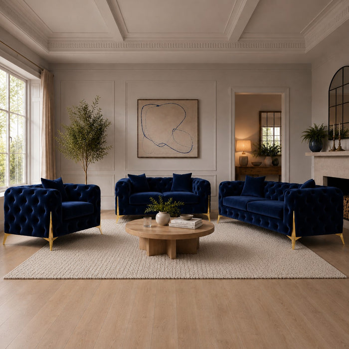Jasper Chesterfield Armchair, Blue Velvet