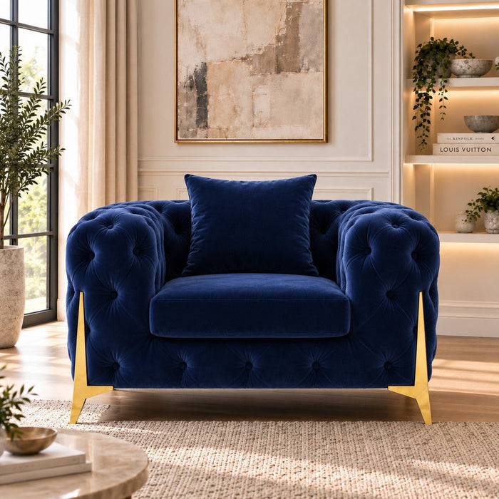 Jasper Chesterfield Armchair, Blue Velvet