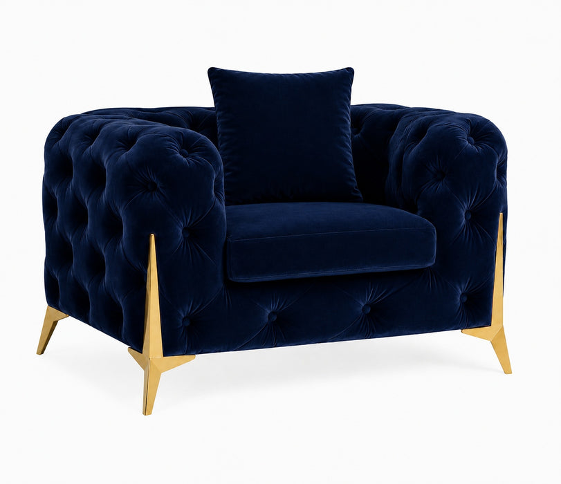 Jasper Chesterfield Armchair, Blue Velvet