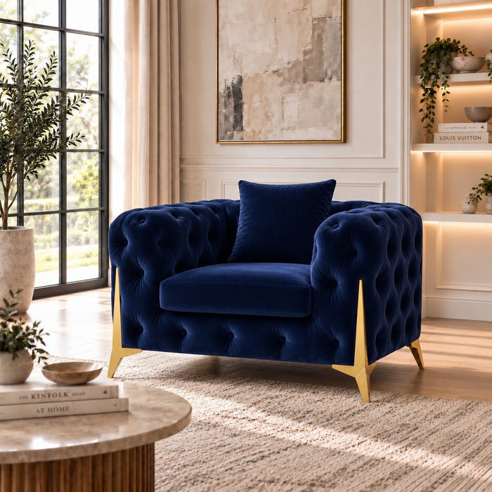 Jasper Chesterfield Armchair, Blue Velvet