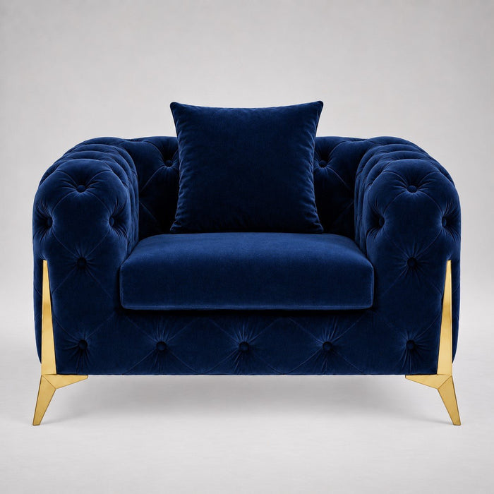 Jasper Chesterfield Armchair, Blue Velvet
