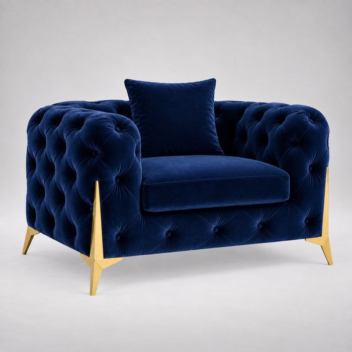 Jasper Chesterfield Armchair, Blue Velvet