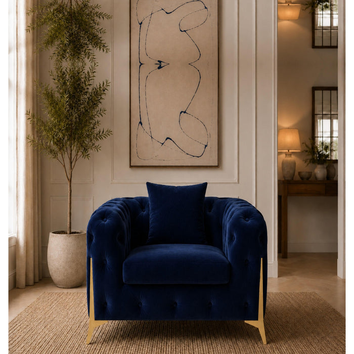 Jasper Chesterfield Armchair, Blue Velvet