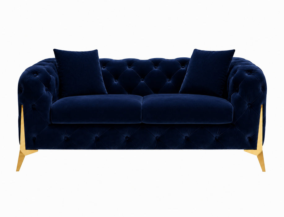 Jasper 2+3 Chesterfield Sofa Set, Dark Blue Velvet