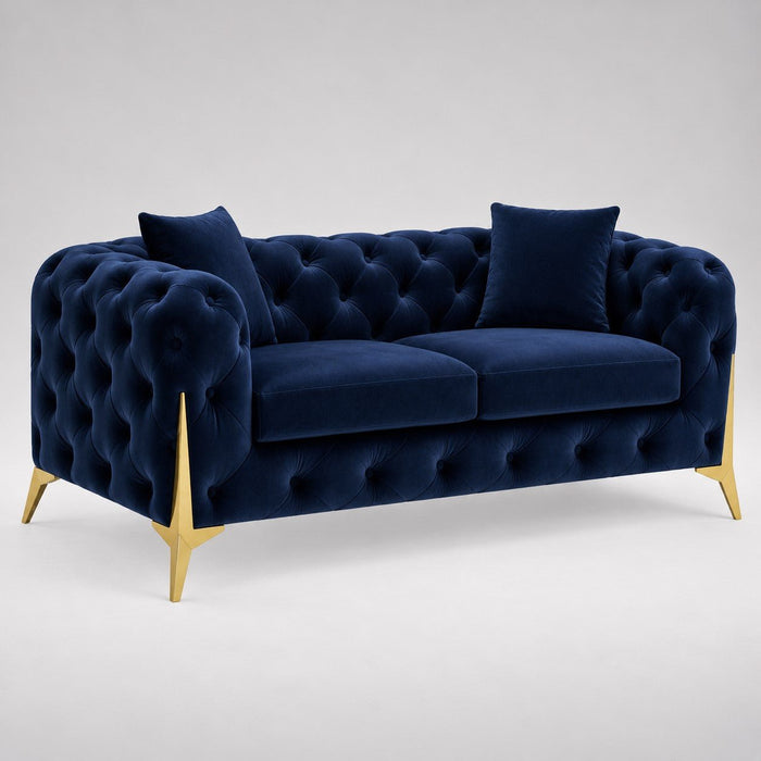 Jasper 2-Seater Chesterfield Sofa, Blue Velvet