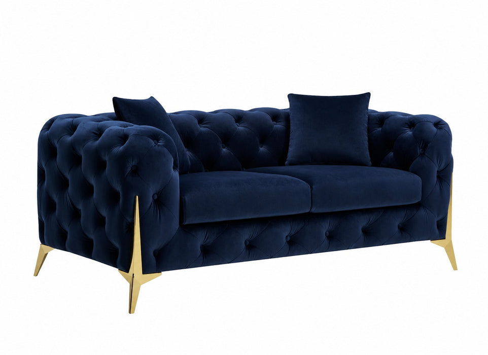 Jasper 2-Seater Chesterfield Sofa, Blue Velvet