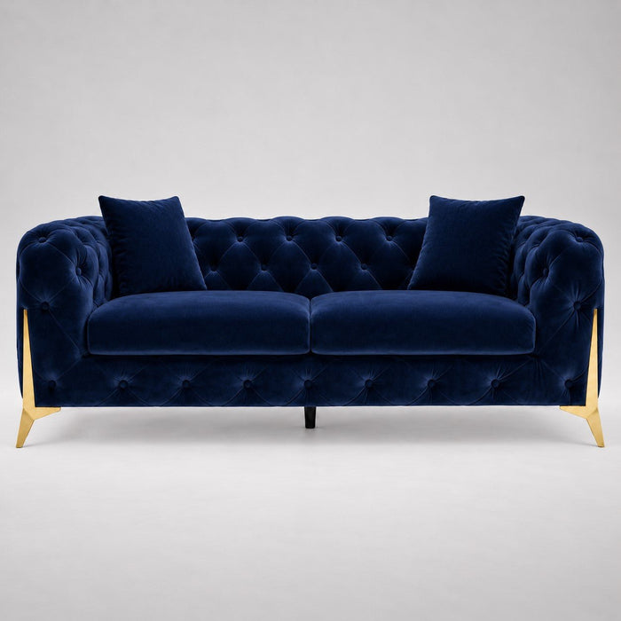 Jasper 2-Seater Chesterfield Sofa, Blue Velvet