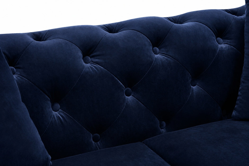 Jasper 2-Seater Chesterfield Sofa, Blue Velvet