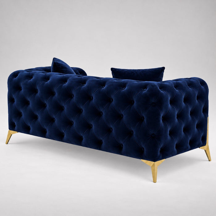 Jasper 2+3 Chesterfield Sofa Set, Dark Blue Velvet