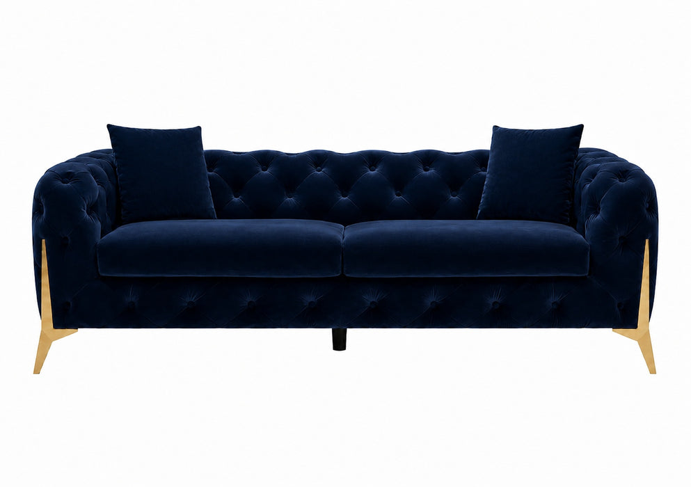 Jasper 3-Seater Chesterfield Sofa, Blue Velvet
