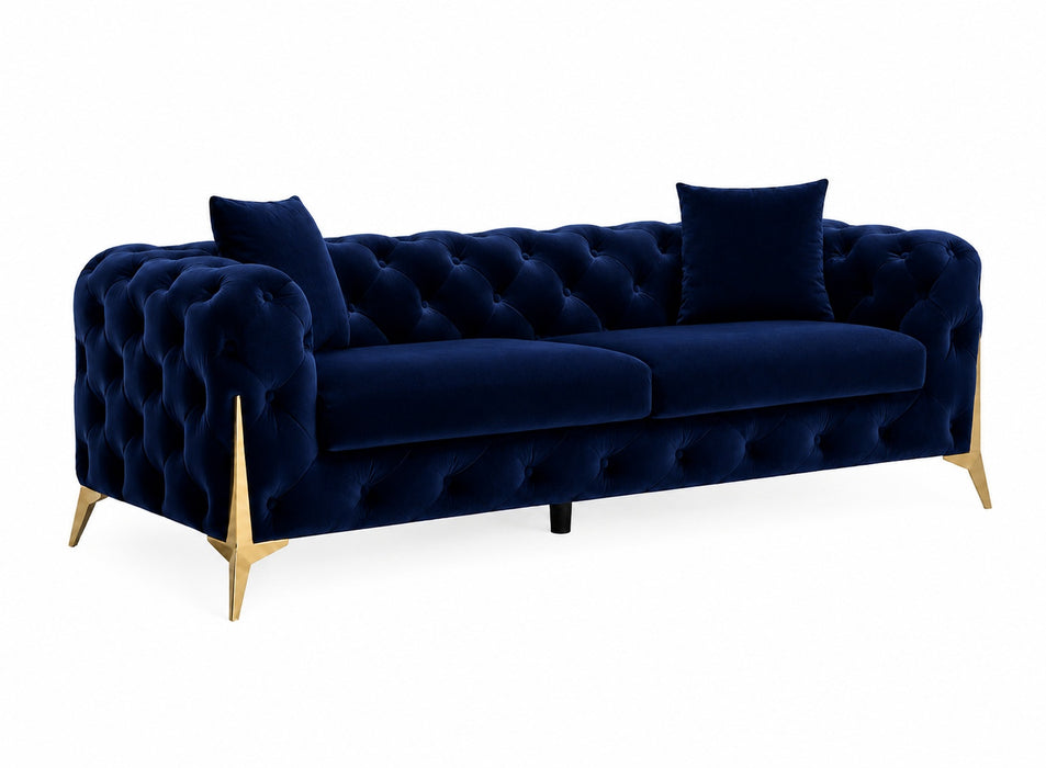 Jasper 3-Seater Chesterfield Sofa, Blue Velvet