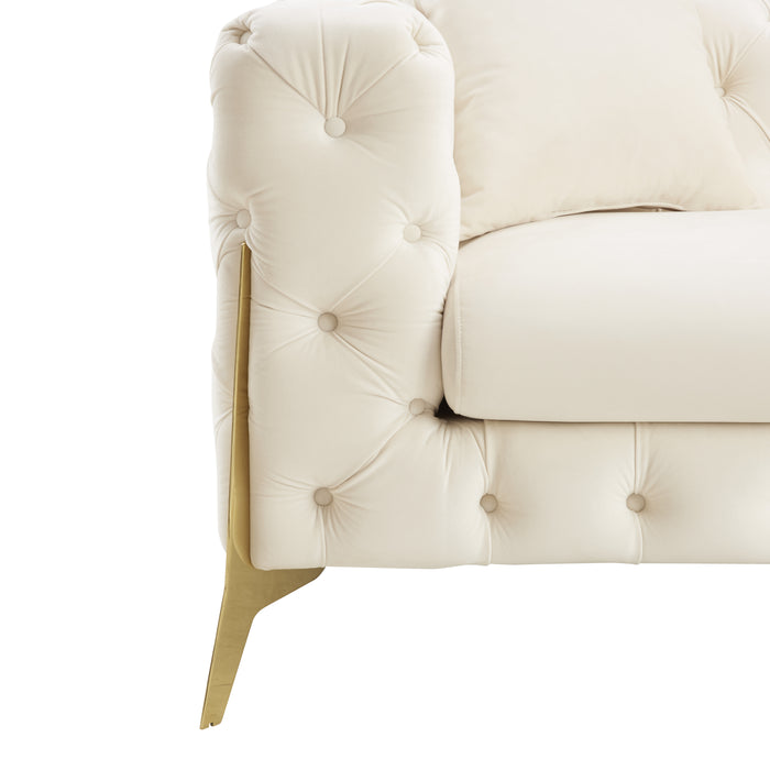 Jaguar 2-Seater Sofa Chesterfield Design Velvet, Cream Velvet