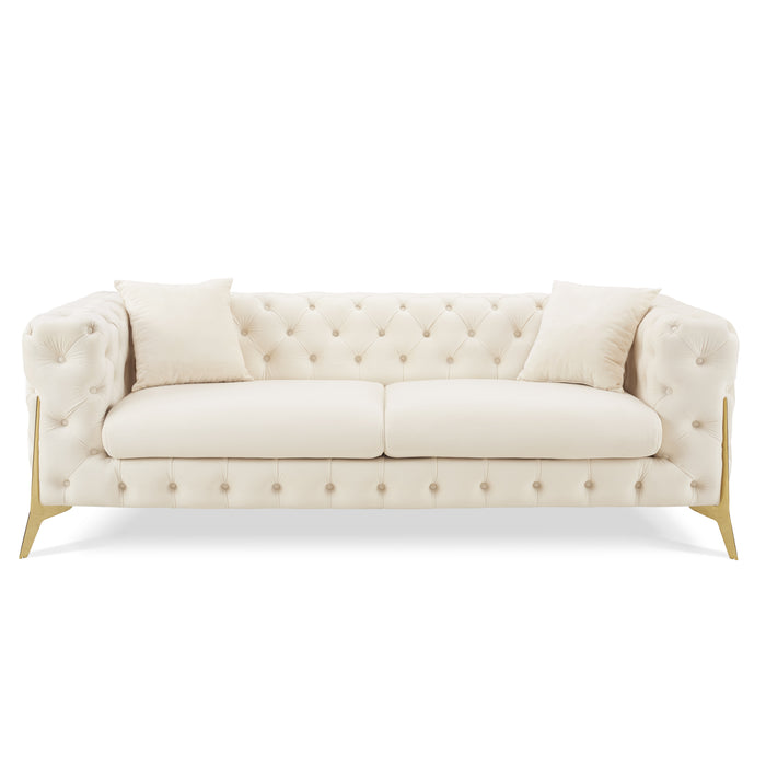 Jaguar 3-Seater Sofa Chesterfield Design Velvet, Cream Velvet