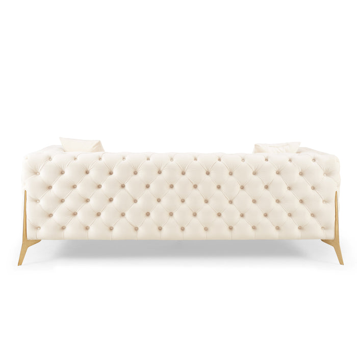 Jaguar 3-Seater Sofa Chesterfield Design Velvet, Cream Velvet