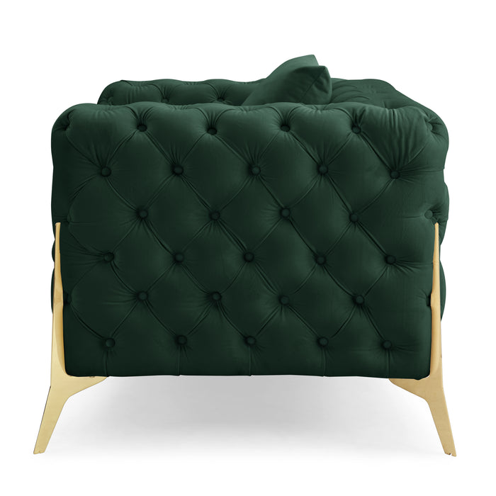 Jaguar Armchair Chesterfield Design Velvet, Dark Green Velvet