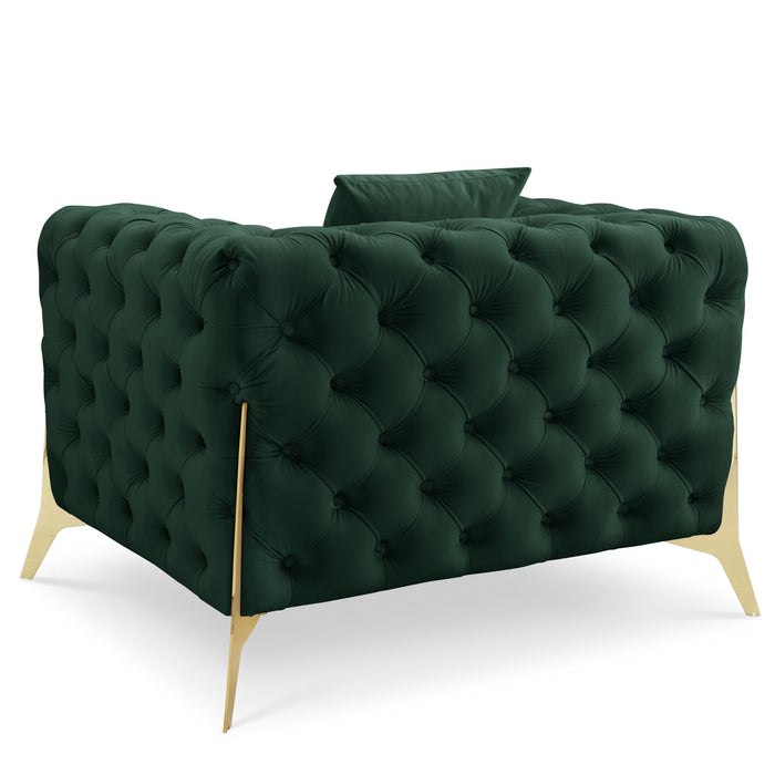 Jaguar Armchair Chesterfield Design Velvet, Dark Green Velvet