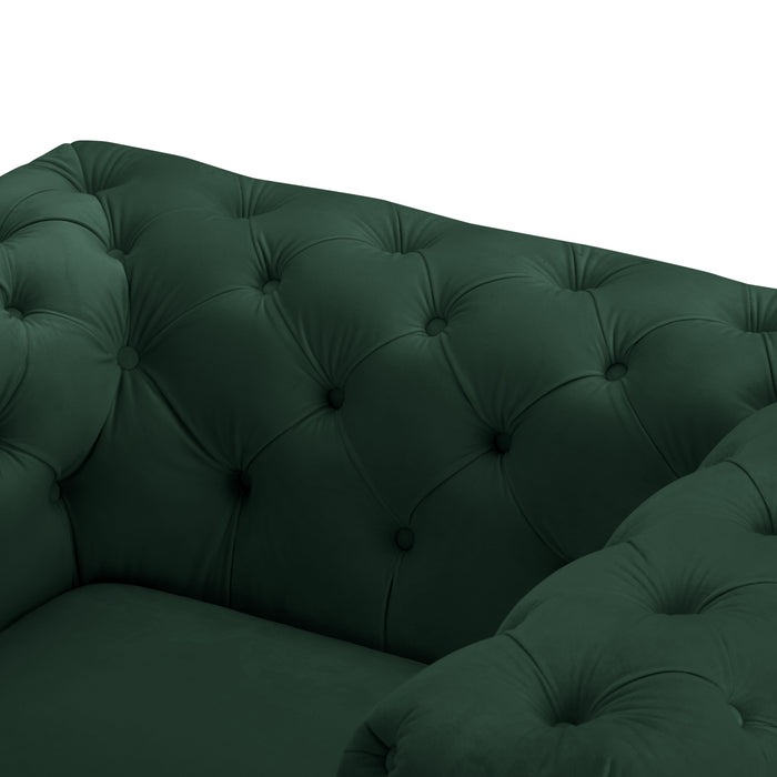 Jaguar Armchair Chesterfield Design Velvet, Dark Green Velvet