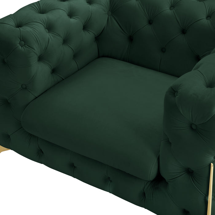 Jaguar Armchair Chesterfield Design Velvet, Dark Green Velvet