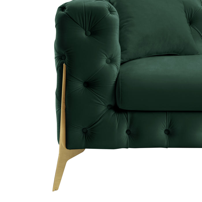 Jaguar 2+3 Seater Sofa Set Chesterfield Design Velvet, Dark Green Velvet