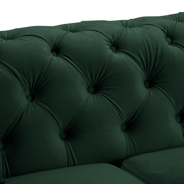 Jaguar 2+3 Seater Sofa Set Chesterfield Design Velvet, Dark Green Velvet