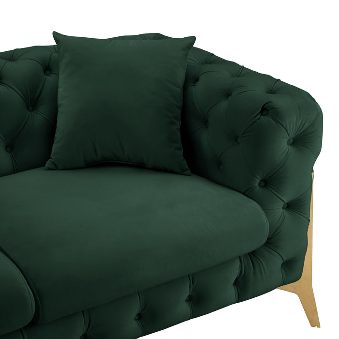 Jaguar 2+3 Seater Sofa Set Chesterfield Design Velvet, Dark Green Velvet