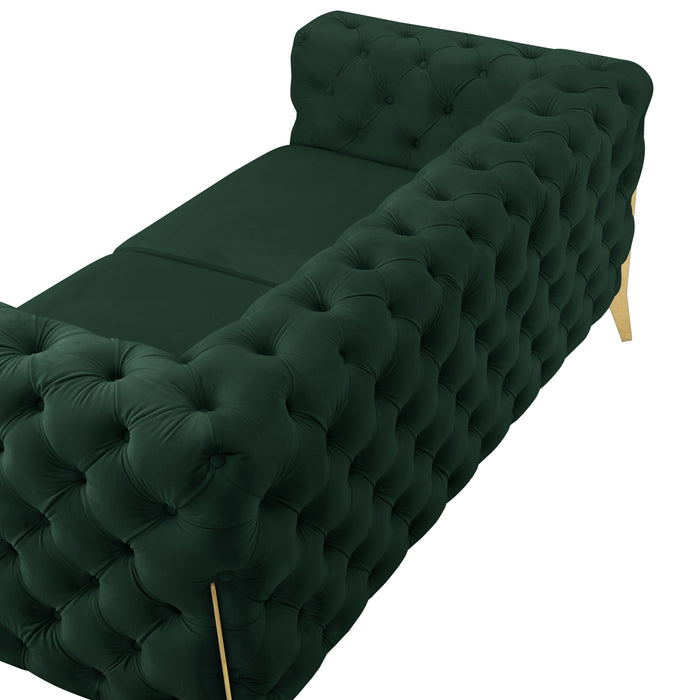 Jaguar 2+3 Seater Sofa Set Chesterfield Design Velvet, Dark Green Velvet